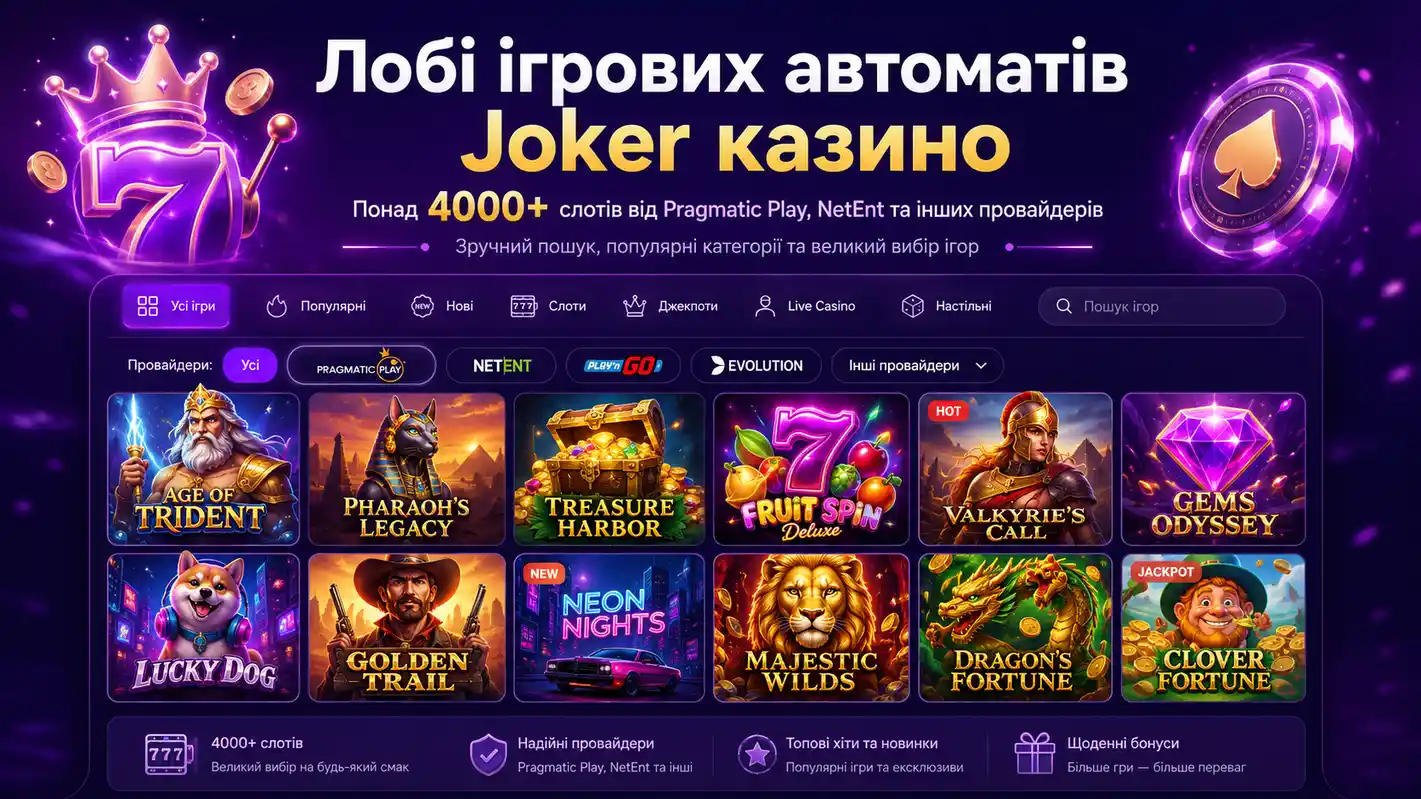 Ігрові автомати Джокер Казино — понад 3200 слотів від провідних провайдерів