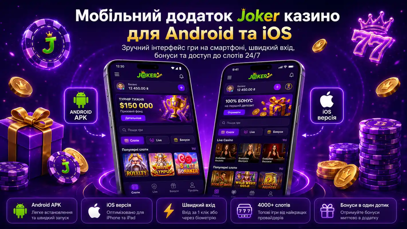 Мобільний додаток Джокер Казино для Android та iOS — інтерфейс та функціонал